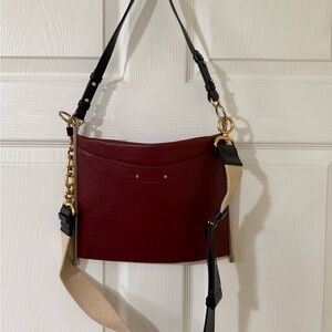 Chloe Burgundy and Black Leather Shoulder Bag